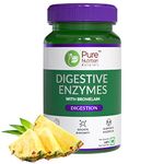 Pure Nutrition Digestive Enzymes 665mg (Amylase, Lipase, Protease, Cellulase, Lactase) with Bromelain| Better Bioavailability | Supports Digestion & Better Absorption of Food Nutrients - 60 Veg Capsules