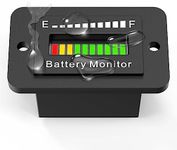 Waterproof Marine Ezgo Golf Cart Battery Gauge Battery Meter Battery Monitor Volt Voltage Meter Level Capacity Indicator LED Display Light for 12V 24V 36V 48V 60V 72V Boat Club Car Golfcart Car Motor