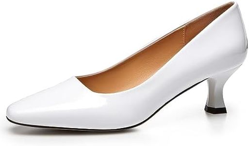 Trary Women's Kitten Heels Dress Pumps Classic Square Toe Shoes Casual Low Heels Closed Toe Pumps for Women Office, White, 8