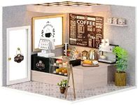 Flever Dollhouse Miniature DIY House Kit Creative Room with Furniture for Romantic Valentine's Gift (Leisurely Coffee Shop)