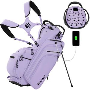 Sturdum Rubber Lock Top Golf Bag, Lightweight Hybrid Golf Stand Bags with 14 Way Full-Length Dividers, 900D Weather-Resistant Farbic, Cooler Pockets, Ergonomic Adjustable Strap for Men Women