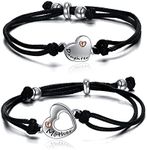 POPLYKE 925 Sterling Silver Matching Mother Daughter Bracelet Set for 2 Heart Mom and Daughter Jewelry Mothers Day Gifts