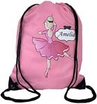 PINK Ballerina Drawstring Bag, Personalised School P E Bag Gym