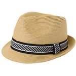 Comhats Mens Summer Straw Sun Hats for Beach Holiday Trilby Fedora Hat Beach Sunhat Panama Hats Beige XL