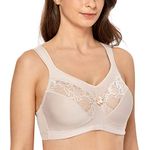 Delimira Women's Unlined Full Figure Support Plus Size Wirefree Minimizer Bra Beige 46D