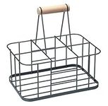 KitchenCraft Living Nostalgia Milk Bottle Holder Doorstep, Milk Crate, Wire Metal with Wooden Handle, 29 x 20 x 13cm, Grey