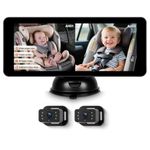 Rimoody 6.86'' Baby Car Camera for 2 Kids HD Bual Rear Facing for Baby, Car Camera for Baby Night Vision Wide View Angle Reusable Sucker Bracket, Easy Install 360° Adjustable