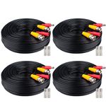 4x100ft BNC Cable All-in-One Siamese Video and Power Security Camera Cable Extension Wire Cord with 2 Female Connetors for All HD CCTV DVR Surveillance System (4x100ft Cable, Black)