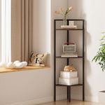 Corner Shelf, 3 Tier Corner Bookshelf with Metal Frame, Corner Shelf Stand 39" Corner Display Corner Shelf for Living Room, Home Office, Bedroom, Corner Shelf Unit for Small Space