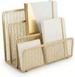 BLU MONACO Gold Mail Organizer for Desk - Mail Holder Countertop - Letter Organizer - Gold Metal Mesh Letter Sorter - Envelope Holder - Small Mail Organizer