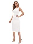 KERI PERRY Women's White Lycra Solid Bodycon Western Dress | Dress for Women | A line Dress | Winter Dress | Western Dress | Latest Women Dress | Trendy Dress | Midi Dress