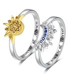 Sterling Silver Moon Sun Matching Rings Set Stackable Friendship Couples Promise Ring Jewelry Gifts for Women Girls Sister (7)