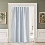 NICETOWN Drapes with Adhesive Curtain Track for Door Tapestry, Greyish White, 5ft Wide x 7ft Long, Sound Noise Canceling Room Darkening Replacement Makeshift Panel for Bathroom Pantry Bedroom Closet