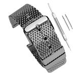 Stainless Steel Shark Mesh/Milanese Mesh Watch Strap Band - 18mm 20mm 22mm- Silver Diving Watch Mesh Bracelet (22mm, Stainless Steel)