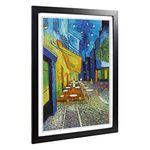 Big Box Art Framed Print of Vincent Van Gogh Cafe Terrace at Night Design | Wall Art Picture | Home Decor for Kitchen, Living Room, Bedroom, Hallway, Black, A2 / 24.5x18 Inch / 62x45cm