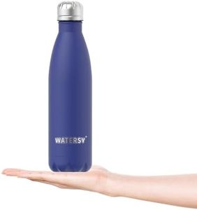 WATERSY Stainless Steel water bottles,17oz/500ml Insulated Water Bottles,Deep Blue metal water bottle Keeps Drink Cold and Hot,BPA Free kids water bottles for School,Gym,Travel,Sports