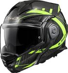 LS2 FF901 ADVANT X FUTURE CARBON FIBRE FLIP-FRONT MOTORCYCLE MODULAR HELMET Motorbike Dual Visor Touring Helmet with Tinted Visor, Hi-Viz Yellow