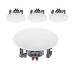 E-Audio B402C 8 Inch Ceiling Speakers 180W Moisture Resistant 2-Way Polymer Tweeter (Set of Four)