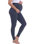 Joyaria Cotton Maternity Leggings Over The Belly Buttery Soft Tight Pants Pregnancy Yoga Workout Active Wear (Dark Grey, X-Large)