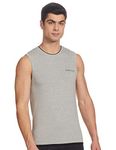 Van Heusen Athleisure Men Gym Vest - Cotton Spandex - Moisture Wicking, Ultra Soft, Shape Retention_60081_Grey Melange_XL