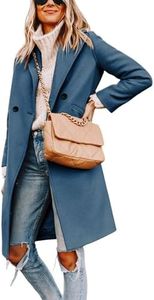 Hooever Women's Winter Wool Coat Casual Notch Lapel Single-Breasted Peacoat(blue-XXL01)