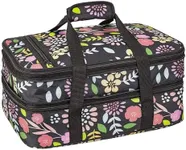 VP Home Insulated Casserole Carrier for Hot or Cold Food - 16x11x8-Inch Double Food Container Travel Bag - Expandable Compartments Lunch Bag - Garden Party Design