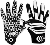 FINGER TEN Football Receiver Gloves Men Adult Receiving Gloves Pro 2.0 Grip Gloves Breathable in White Red Black Blue Small Large Medium X-Large (B-White, Small)