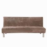 Velvet Plush Armless Sofa Slipcover,3 Seater Winter Thicker Stretch Sofa Bed Covers Furniture Protector Solid color Anti-slip Stretch Couch Covers fits Folding Sofa Bed without Armrests (Light Camel)