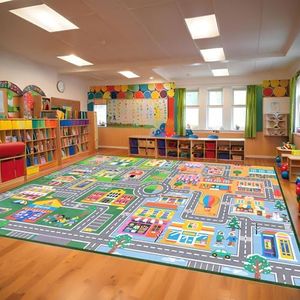 IWRJFQWR Car Rugs for Bedroom 8x10 Feet, City Life Car Road Rug Educational Learning Traffic Kids Room Rug Decorate Nursery Toddler Classroom Preschool Living Room Playroom