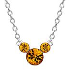 Disney Silver Plate Mickey Mouse Crystal Birthstone Necklace 18"