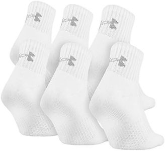Under Armour Men`s Charged Cotton 2.0 Quarter Socks, 6 Pack (White (1298736-100) / Stealth Grey/White, Large)