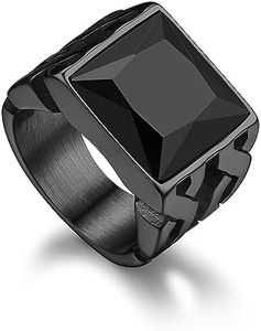 Bandmax Stainless Steel Cubic Zirconia Rings Fancy-cut Sparkling Gemstone Rings 82
