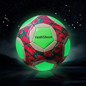 YeahShoot Glow in The Dark Soccer Ball Size 5 with Pump Light Up Soccer Ball for Teens and Adults Soccer Gifts(Pink and Green)