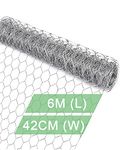 Garden Poultry Chicken Wire Netting - 42CM × 6M Garden Fence Animal Barrier, Chicken Wire for Crafts, 1 inch Mesh Poultry Netting Fence, Pet/Rabbit/Chicken Wire Fencing.