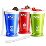 ZOKU Original Slush and Shake Maker, Slushy Cup 3 Pack for Quick Frozen Homemade Single-Serving Slushies, Fruit Smoothies, and Milkshakes in Minutes, Blue/Red/Green Set of 3