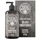 Viking Revolution - Beard Conditioner with Argan & Jojoba Oils - Softens & Strengthens - Beard Conditioner with Beard Oil - Peppermint and Eucalyptus - 500 ml