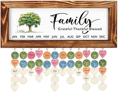 TOARTi Family Tree Birthday Plaque with Tags(15.8''x6.3''), Solid Wood Frame Birthday Hanging Calendar, DIY Birthday Reminder Calendar Tracker Plaque Mother's Day Gift for Mom/Grandma