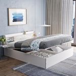 Wakefit Bed | King (78 X 72) Engineered Wood Bed Hydraulic, 1 Year Warranty | - Castor - Frosty White