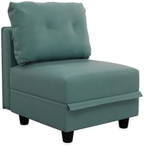 LLappuil Modular Sofa Middle Module with Storage for Customizable Sectional Sofa, Couch Accent Armless Chair, Modern Faux Leather Fabric (Aqua Blue)