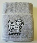 Sue Rossi Ltd 100% Turkish Cotton Tea Towels Embroidered Animal Cooks Cloth 3 Pack Kitchen Towel Set (Silver Grey Dog)