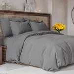 Duvet Cover Full Size Set - Extra Soft Full Size Duvet Cover - 80" x 90" Full Duvet Cover w/ 2 Pillow Shams - Easy Care & Fade Free - Comforter Cover w/ Zipper Closures & Ties (Heathered Grey)