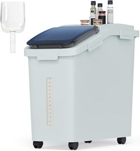 DWVO Large Ingredient Storage Bins, 11.4-Gallon Flour Rice Food storage Containers Bins with Wheels, Scoop and Airtight Lid for Dry Food, Flour, Cereal Grain, Sugar, Gray