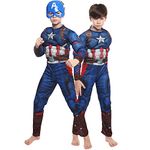 BELLKIDS Superhero Kids Bodysuit Muscle Costumes Halloween Cosplay Costumes 3D Style Includes Mask