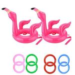 YAAVAAW Flamingo Game Ring Toss Game Inflatable Flamingo Hat with Rings (2 Inflatable Flamingo,8 Rings Toss) for Kids Adults Family Hawaii Luau Party Summer Pool Party Decor Swimming Party Game