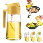 Oil Dispenser for Kitchen Spray, 2 In 1 Oil Dispenser and Oil Sprayer, Olive Oil Spray Dispenser for Kitchen, 16oz/470ml Glass Oil Spray and Pour Bottle for Air Fryer, Salad, Frying, BBQ (Yellow)