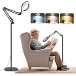 NZQXJXZ 10X 20X Large Floor Magnifying Glass with Light and Stand, 72 LED Floor Magnifying Lamp, Floor Magnifiers for Reading, Sewing, Crafts, Close Work