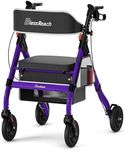 Heavy Duty Rollator Walker - Aluminum Rolling Walker for Seniors and Adults with Large Seat, Support Up 450 lbs (Purple)