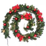 WeRChristmas Pre-Lit Decorated Garland Illuminated with 40 Warm White LED Lights, 9 feet - Red/Gold