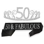 50th Tiara and Sash,50 Crown for Women,50 Tiara for Women,50th Birthday Gifts for Women,50th Birthday Gift Ideas