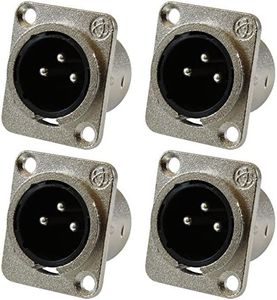 GLS Audio XLR Male Jack 3 Pin - Panel Mount Jacks D Series Size XLR-M - 4 Pack